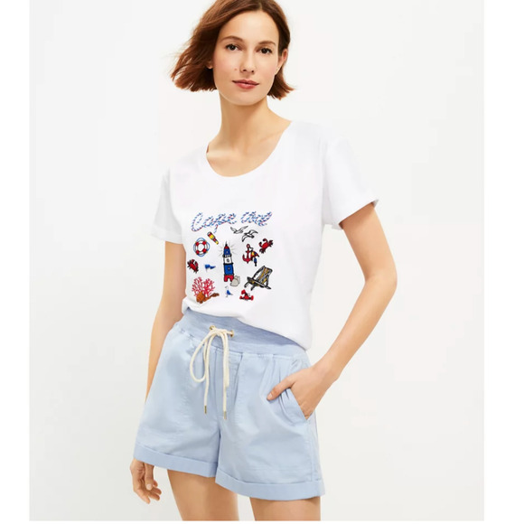 NWT LOFT Lou & Grey White W/Cape Cod Graphic Softserve Tee - Picture 5 of 11